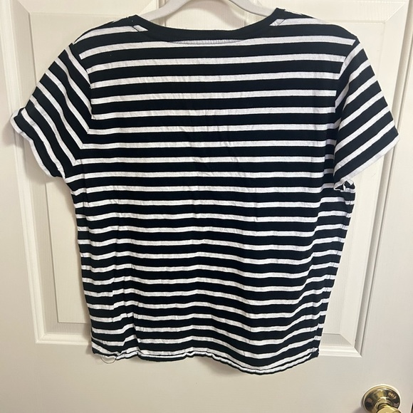 Polo Ralph Lauren V-neck Navy/White Striped Tee Women’s Size Large - Picture 3 of 3